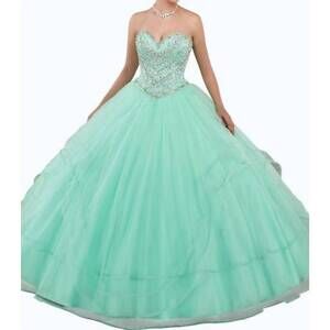 NEW MARY'S BRIDAL strapless tulle quinceanera ball gown in teal